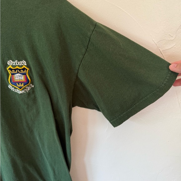 Vintage Embroidered Oxford University Green Collegiate T-Shirt The Varsity Shop - Picture 3 of 9